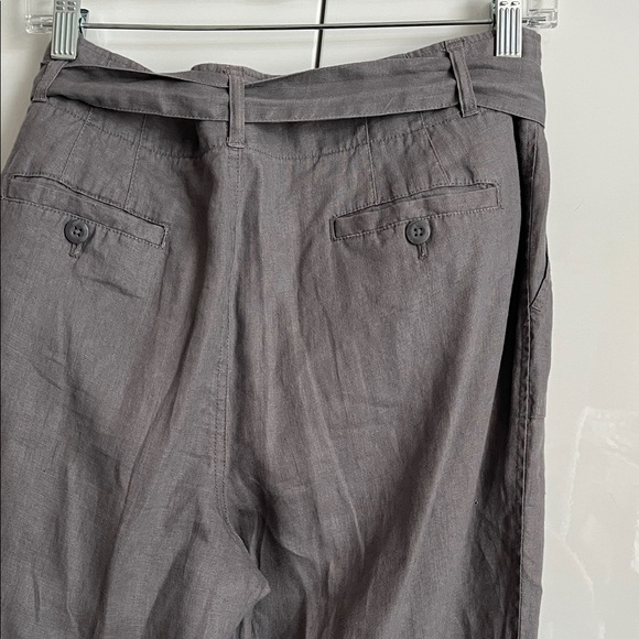 TAHARI Gray Women's High Waist Straight Leg Linen Trousers, Size 10 - Picture 12 of 13